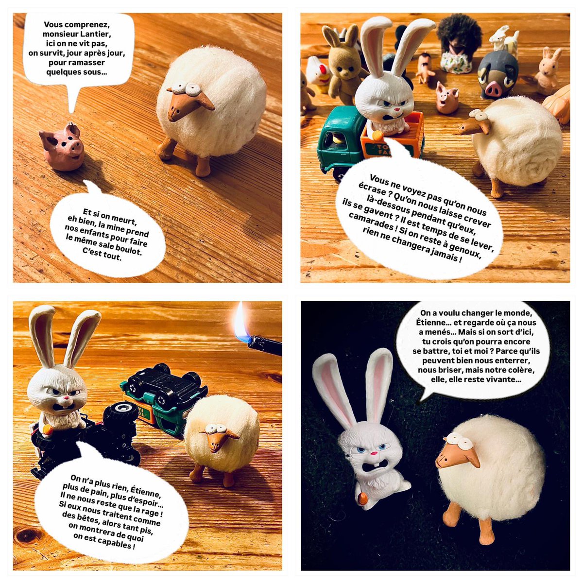 Internet ayant bousillé la mémoire de travail et flingué la capacité de concentration, avec Delphine Bourgoin on se lance dans la sauvegarde des chefs d’œuvre de la littérature. 4 photos, des animaux de la ferme, ça devrait fonctionner. Aujourd’hui : Germinal.