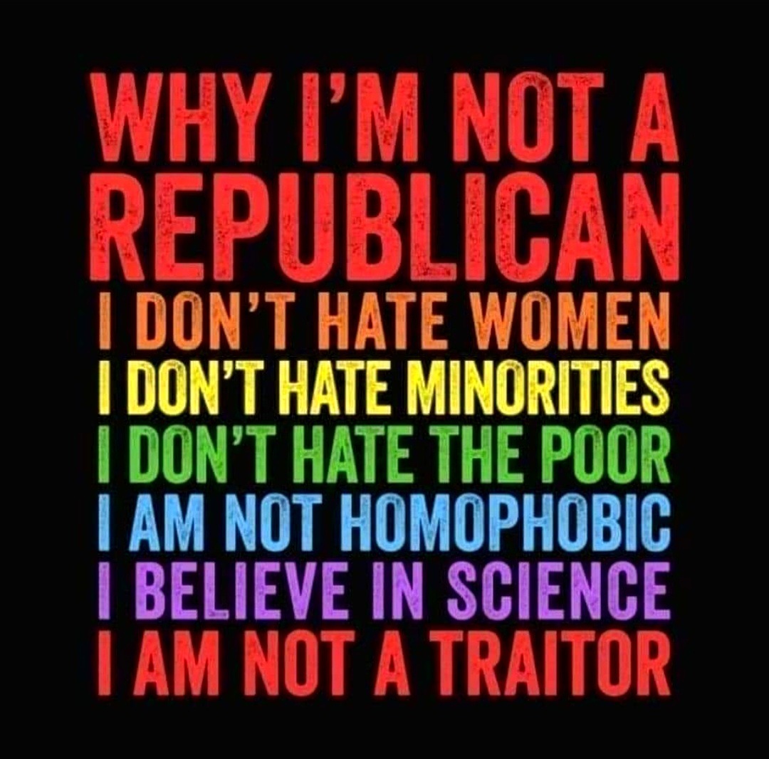 I am not a Republican, and as long as I live, I'll never be one! If you are not one and never will be, holler back! ✋️