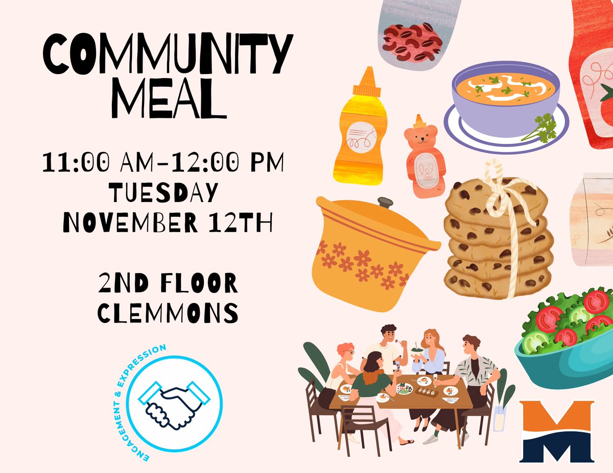 At Community Meal on 11/12 we’ll have chili, cornbread muffins &amp; cake. ALL are welcome on the 2nd floor of Clemmons Hall from 11am-12pm. Guests will be Shannon Baker from Young Adults in Global Mission &amp; Pastor Jill Harman from 1st United Methodist Church! Thanks to the cooks! 🙌