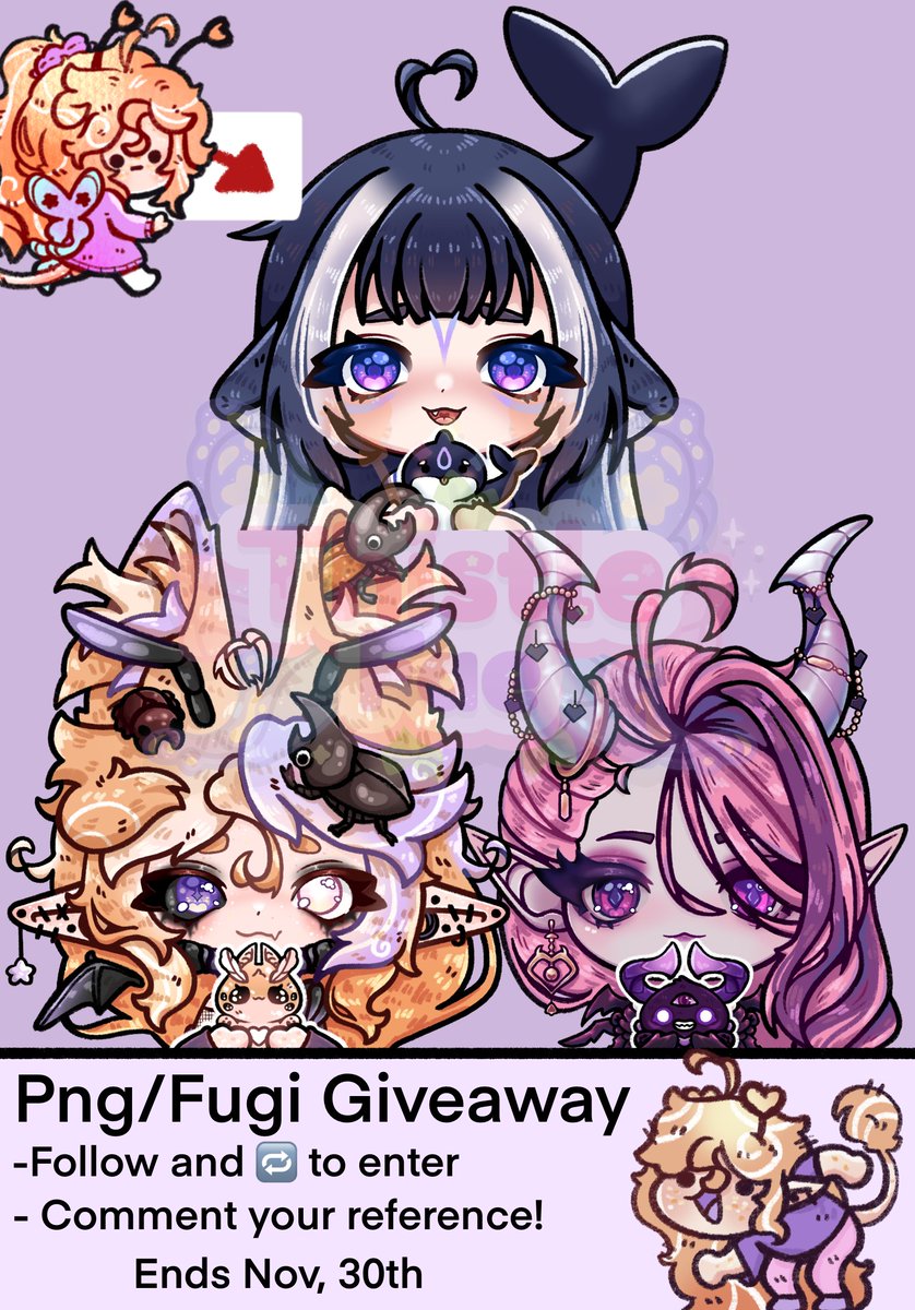 FaeThistle's tweet photo. OKAY LOVEBUGS WE JUST UNLOCKED ART GIVEAWAYS!!!

To celebrate getting VERIFIED on VGen it's giveaway time! 🐛

Follow and 🔁 this post to enter!
Prize - One fully rendered Chibi png with pet, mouth open, and eyes closed

🔴ENDS Nov 30th! 
vgen link below #artraffle #artgiveaway https://t.co/lmSfESaS6S