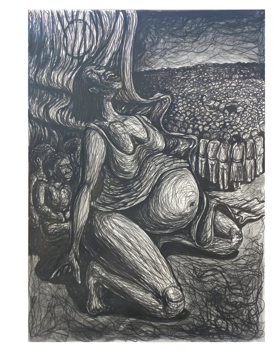 .
Series: Stepping Into Artistry.
Title: The Woman You Abuse in Public
Medium: Charcoal on paper.

Artwork on how as a society we tend to forget the what women go through to bring forth life and we find ourselves abusing them in public spaces, Mainly bacause of their clothing.