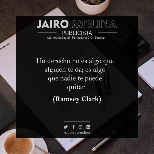 jemconline's tweet photo. "Un derecho no es algo que alguien te da; es algo que nadie te puede quitar", - #RamseyClark 
#GoodIdea https://t.co/sQVG143i1Z