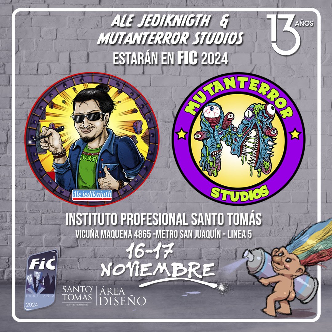 Estare con mi amigazo y compañero del arte Alejandro Espinoza en el Artist Alley de la <a href="/FICSantiago/">FIC Santiago</a>!
Además tendremos nuestro comic TERROR EN EL CIELO en estreno y lanzamiento oficial en el evento!
Mas una presentación el sábado a las 11:00am
# comics #comicchileno #indiecomics