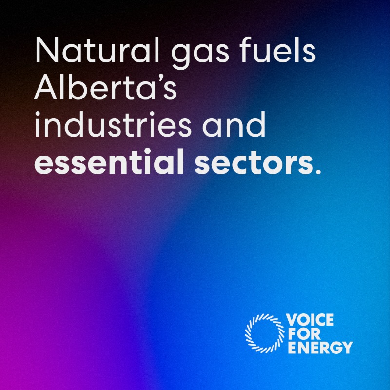 VoiceforEnergy's tweet photo. Natural gas makes up 21% of Alberta’s GDP—supporting our industries, electricity, and transportation. But some of Canada’s decision-makers want to restrict it. Voice your support for natural gas with our easy tool.