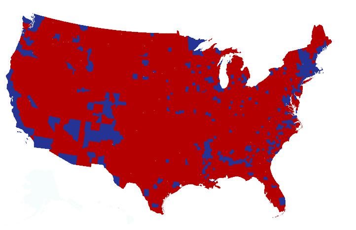 Whip45589's tweet photo. @redpillbeba Electoral maps by county. Shes the minority. Stand tall and be proud.  You helped save this country https://t.co/wmsqNzTePk