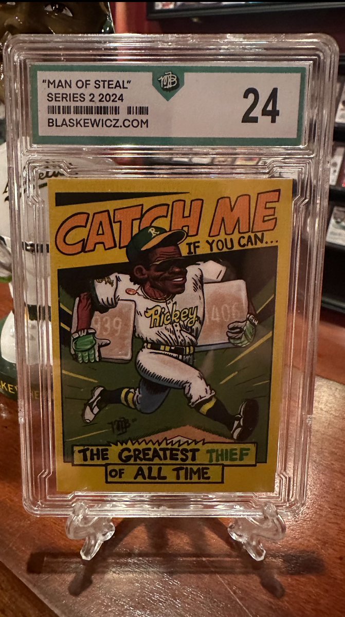 🧤🧤my favorite Rickey Henderson out of a beautiful five card set created by the amazing #cardartist @michaelblaskewicz on IG 🧤🧤<a href="/CardPurchaser/">Card Purchaser</a> 💚🔥🔥🔥