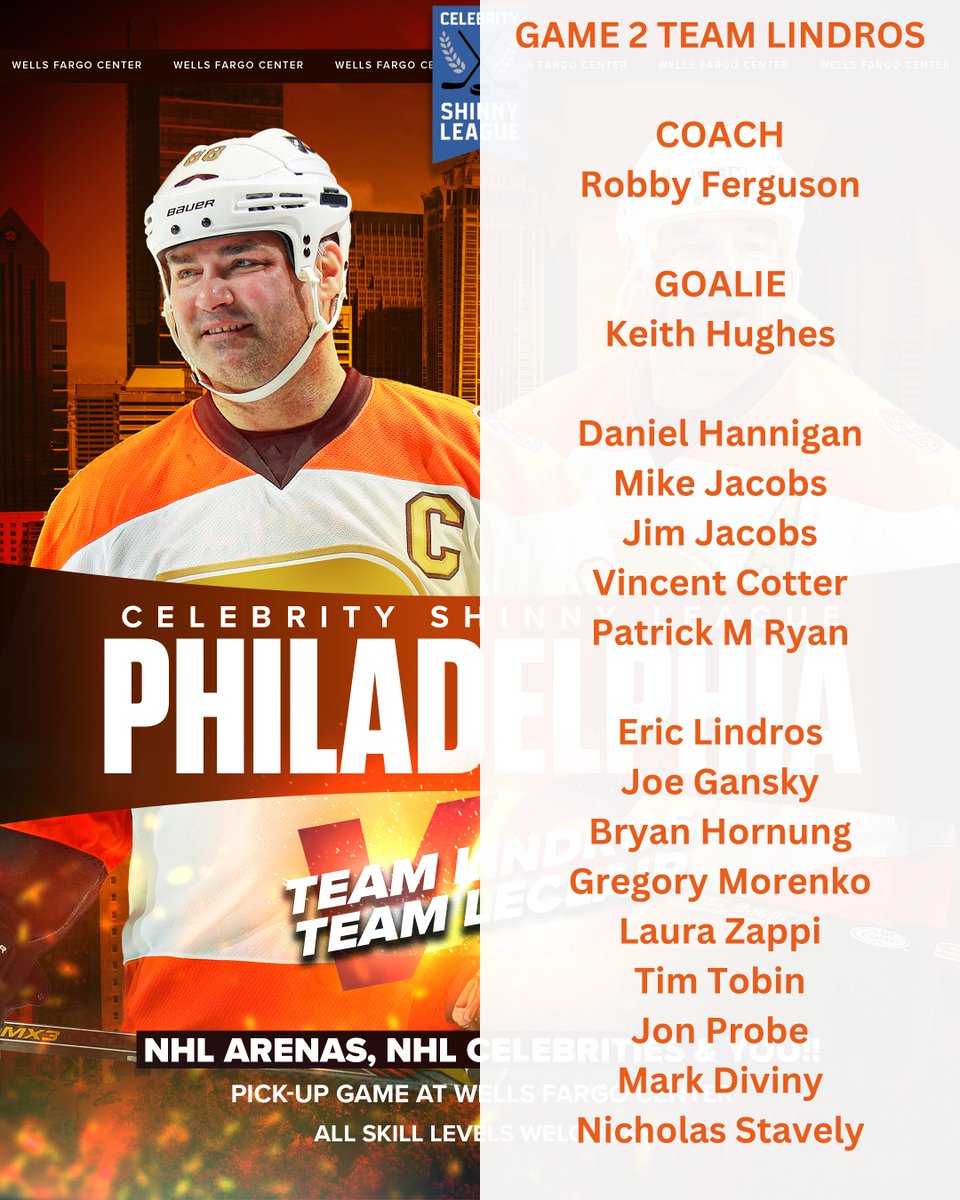 Official Rosters for CSL Philadelphia have been set! 
The CSL Season Opener is Nov 21st, 2024 at Wells Fargo Center with a big matchup of TEAM LINDROS VS TEAM LECLAIR.
<a href="/WellsFargoCtr/">Wells Fargo Center</a>  
<a href="/NHLFlyers/">Philadelphia Flyers</a>  
<a href="/88EricLindros/">Eric Lindros</a>