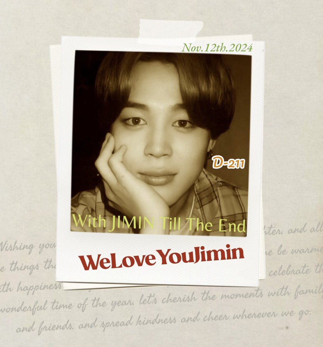 shinochimi1317's tweet photo. ☪️D-211
JIMIN JIMIN JIMIN 🐥✨✨✨
FOREVER WITH YOU JIMIN 🤍
WE LOVE YOU JIMIN 💛
WITH JIMIN TILL THE END 🩵
#MyHeartIsWaitingFor_JIMIN
#WeLoveYouJimin
#WithJiminTillTheEnd
#Jimin_MUSE #Jimin_Who
#JIMIN #ParkJimin #지민
#BTSARMYPROMISE2025 💜
#D211 https://t.co/M67rfZn6PI