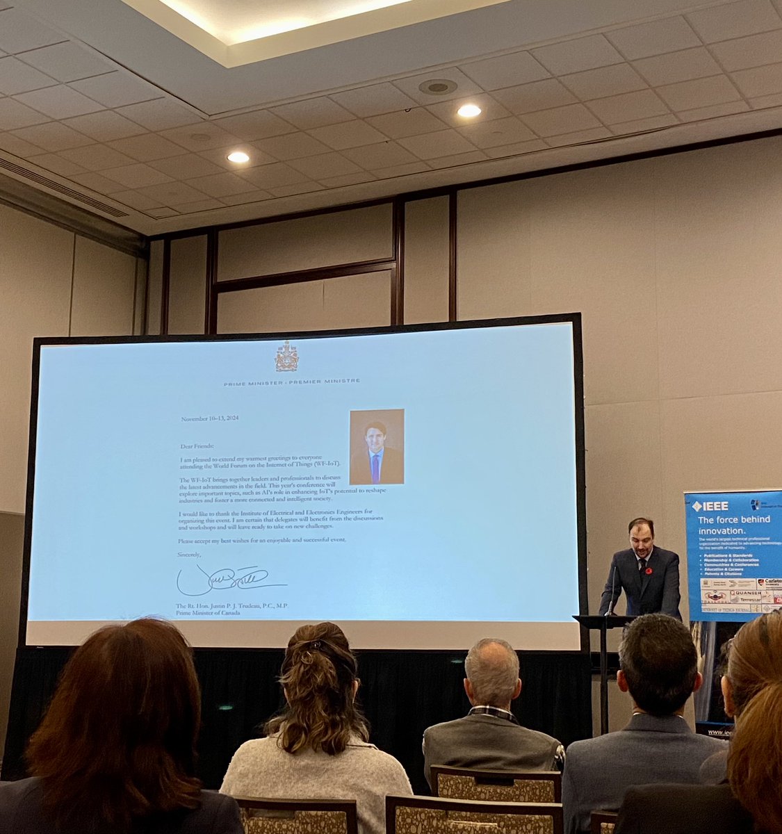Simona Stojanova (@simona__st) on Twitter photo Opening of the #wfIoT2024 Conference with a welcoming note from the Canadian Prime Minister <a href="/JustinTrudeau/">Justin Trudeau</a> #ieeewfiot Opening of the #wfIoT2024 Conference with a welcoming note from the Canadian Prime Minister <a href="/JustinTrudeau/">Justin Trudeau</a> #ieeewfiot