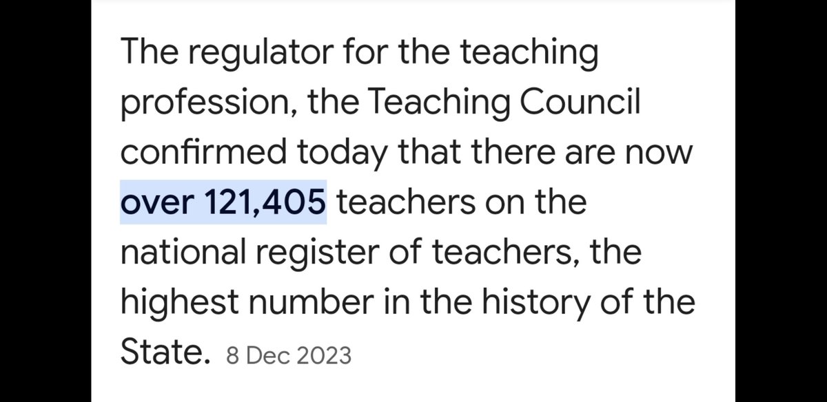 James_Nugent's tweet photo. @KevvyBeeee @AnMailleach Teachers 121,000
Working Pollution 2,700,000

Teachers make up 4.5% of working Population.

Surprisingly not that excessive. https://t.co/1WdX4WppAe