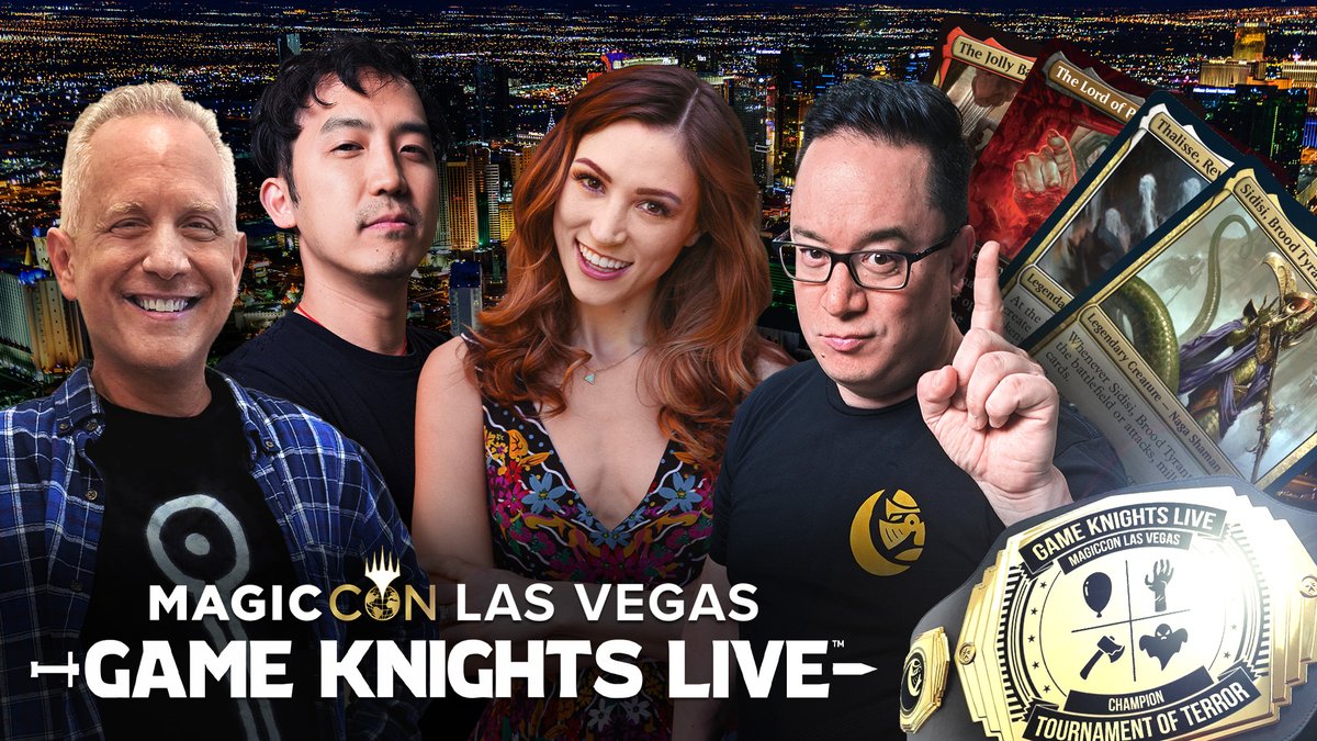 commandcast's tweet image. If you missed #MCVegas, you can still catch all the action from our spookiest #GameKnightsLive ever now on YouTube!

Guests @thebeccascott &amp;amp; @maro254 take the stage vs Jimmy &amp;amp; JLK and they aren't clowning around! 

Don't miss the TOURNAMENT OF TERROR:
youtu.be/MZEWmkzAgFU