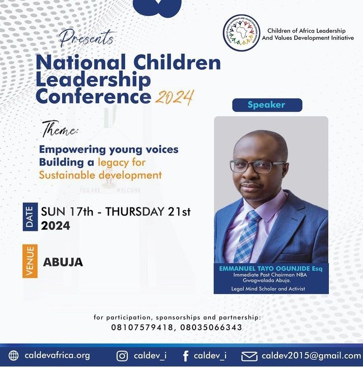 caldevcaldev's tweet photo. This year, the National Children Leadership Conference starts on the 17th of November.

Meet our Guest speakers.

Pastor Iren|Ambode|Benin Republic|Skirt|Maresca|Toma Toma|TB Joshua|Hauwa|Bro to Bro| https://t.co/jRaRTWEYoh
