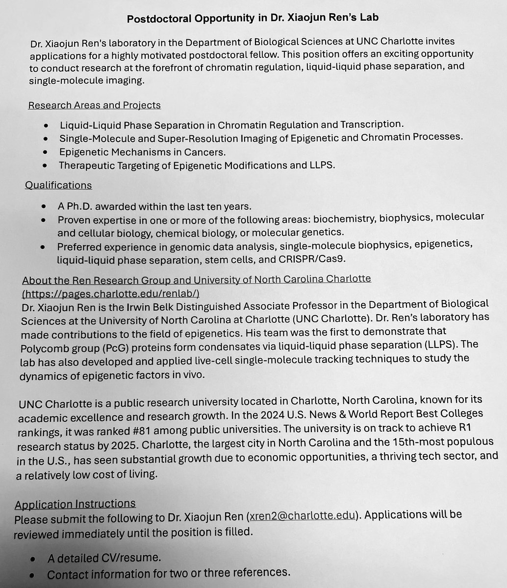 XR_Lab's tweet image. My lab is looking for a postdoctoral fellow. Exciting opportunities for LLPS, single-molecule imaging, genomic approaches, and genetic engineering. Pls RT