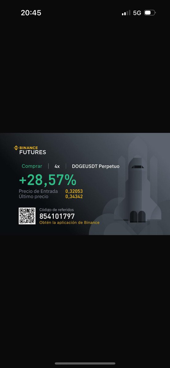 javibu37's tweet photo. Hasta ahora así vamos en mi trade q tire ayer apalancado en binance en #dogecoin 🙈 , hay q sumarse de todas las formas posibles a las tendencias criptos 😂 #DOGE #critpos https://t.co/brSdCS66V4