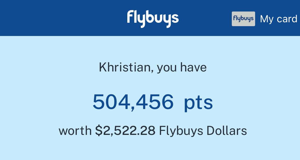 ian0404's tweet photo. Finally reached the half a million flybuys points milestone. @flybuys https://t.co/E5TmVZWyD0