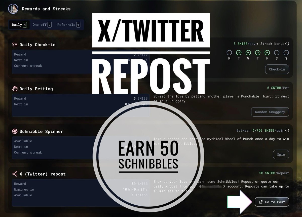 Repost our #dailymunch post to earn 50 schnibbles

🥬 50 schnibbles per repost
🔃 Repost once every day

⭐ Munchables - Now free to play ⭐