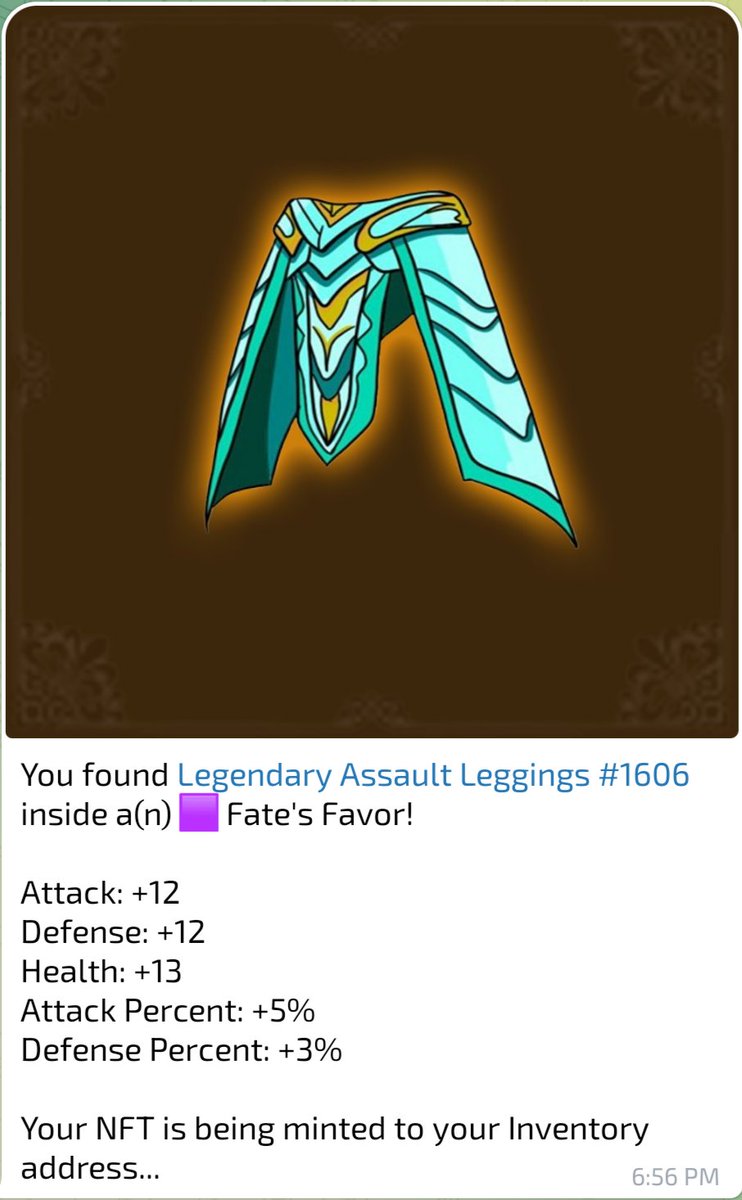 I just pulled this legendary assault Leggings from <a href="/BeamWebio/">BeamWeb</a> for opening my Fate's Favor lootbox! 
Do you have any legendary items? 
#Enjin is KING 👑