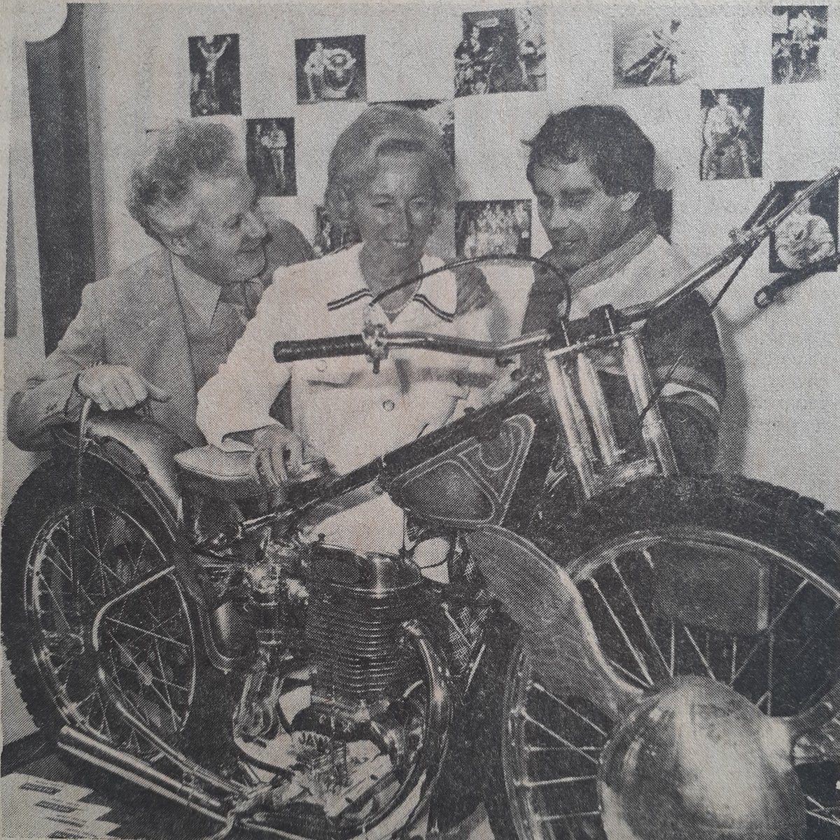 Ivan Mauger showing his Gold bike to entertainers Danny La Rue &amp; Dame Vera Lynn @ Belle Vue in 1977.