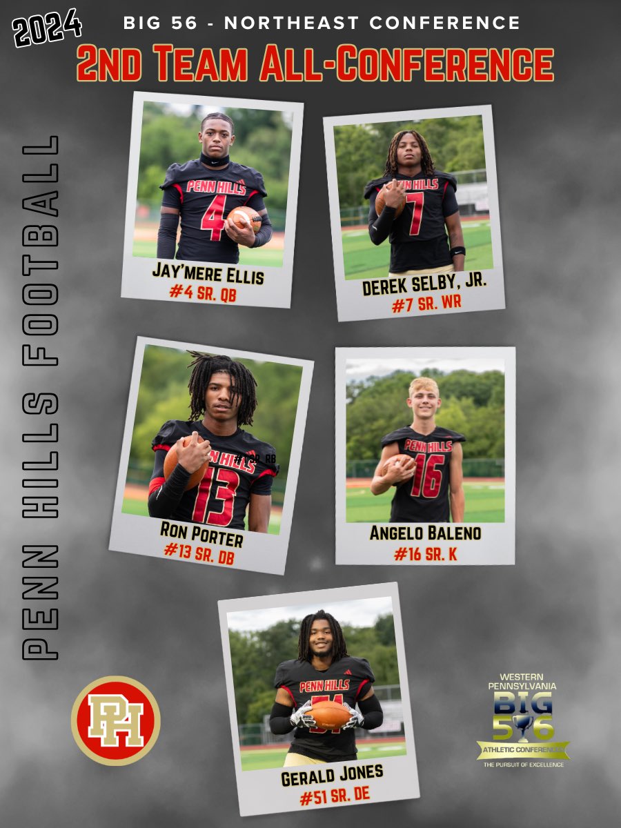 Congrats to <a href="/phqbclub/">PENN HILLS INDIANS FOOTBALL</a> for earning <a href="/Big56Conference/">Big 56 Conference</a> honors! 

Player of the Year: <a href="/NaytelAmillion/">naytel mitchell</a> 

1st Team: <a href="/CarterBonner8/">President Carter</a> <a href="/martel_palmer/">Telly Palmer</a> <a href="/RellBanks62/">Darrell Banks</a> <a href="/DJBurnett58/">Donovan Burnett</a>

2nd Team: <a href="/ajbaleno/">Angelo Baleno</a> <a href="/chekk_8/">Jay’mere Ellis</a> <a href="/porter3x/">Ron Porter, III</a> <a href="/DerekSelbyJr/">Derek Selby Jr</a>