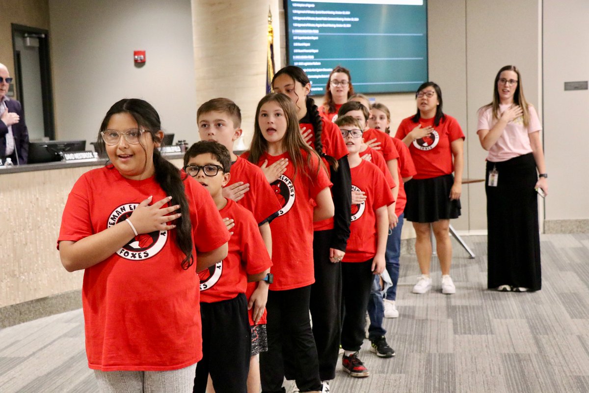 Thanks to the Nieman Elementary Foxes for opening the November 11, 2024, Board of Education meeting by leading the Pledge of Allegiance!