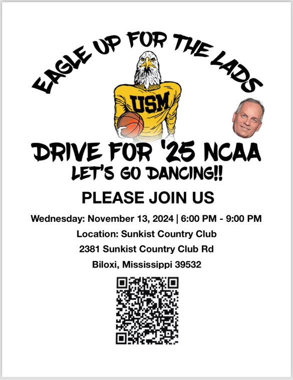 We will be in Biloxi Wednesday night at 6 at Sunkist CC! Come see us and let’s talk about Golden Eagle  Basketball.  <a href="/USMGoldenEagles/">Southern Miss 🔝</a> <a href="/SouthernMissMBB/">Southern Miss MBB</a> #SMTTT
