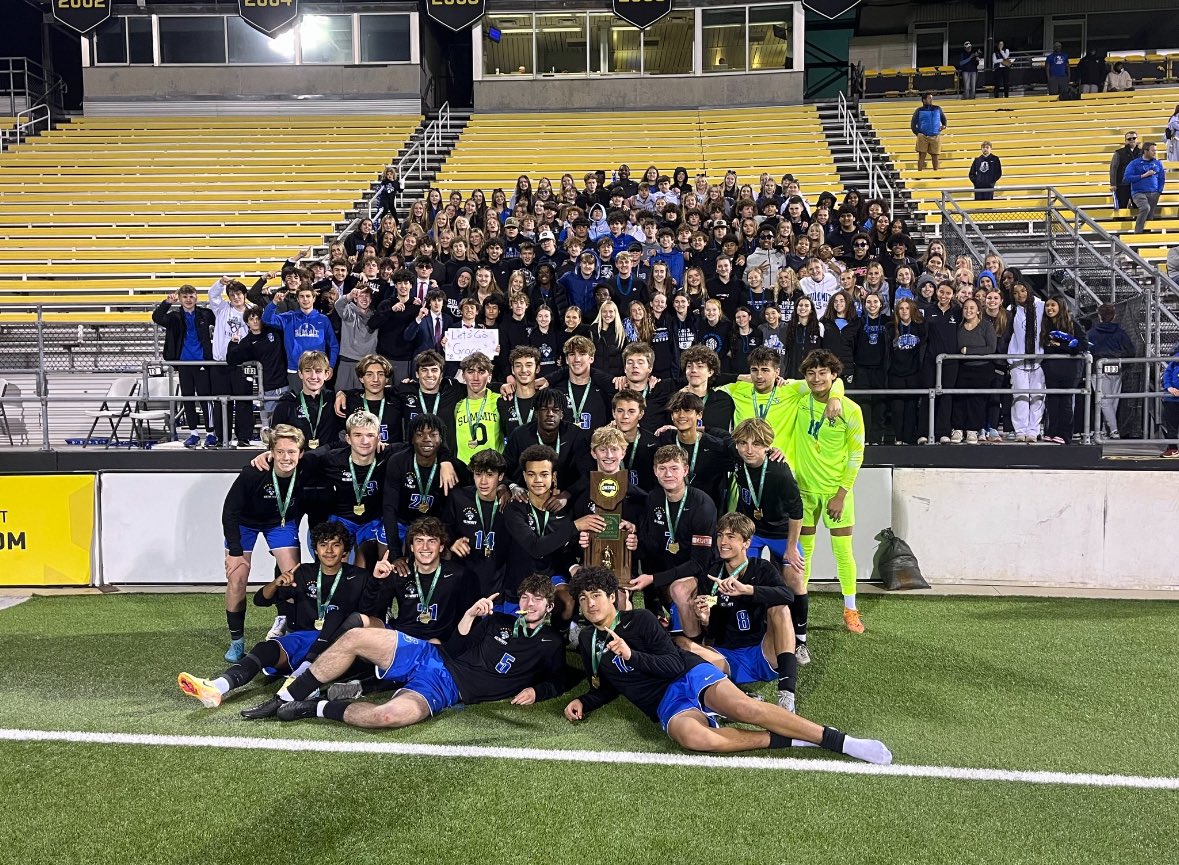 This picture speaks volumes!  Thank you to the Summit Student Body for the AWESOME support this season!  Thank you to the staff, parents, alumni, and community as well!!  We heard you all year and we are blessed to be 2024 State Champions!!