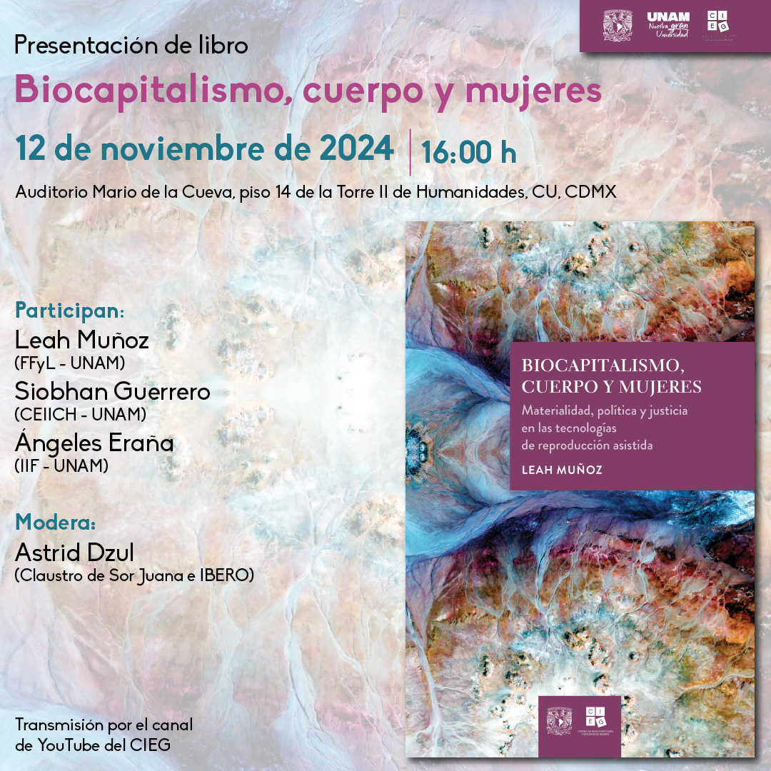 📚 ¡Que no se te pase! Te esperamos mañana, 12 de noviembre, en el Auditorio Mario de la Cueva (Piso 14, Torre II de Humanidades, C.U) para la presentación del libro "Biocapitalismo, cuerpo y mujeres" de <a href="/leahdanmunoz/">Leah Muñoz Contreras</a>

📹 bit.ly/3oKZkU8