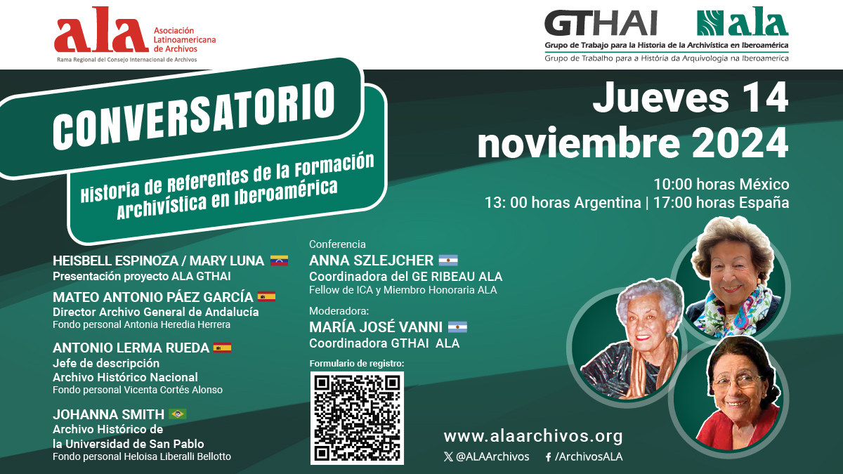 #NoTeLoPierdas #Conversatorio "Historia de referentes de la formación Archivística en Iberoamérica"  📅Jueves 14 de noviembre 📷10:00 horas (México) - 13:00 horas (Argentina) - 17:00 horas (España)  Regístrate aquí para participar en el conversatorio: docs.google.com/forms/d/e/1FAI…