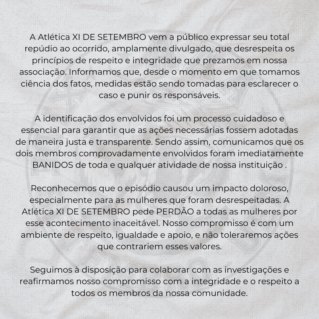 xidesetembro's tweet image. NOTA DE REPÚDIO - XI DE SETEMBRO.