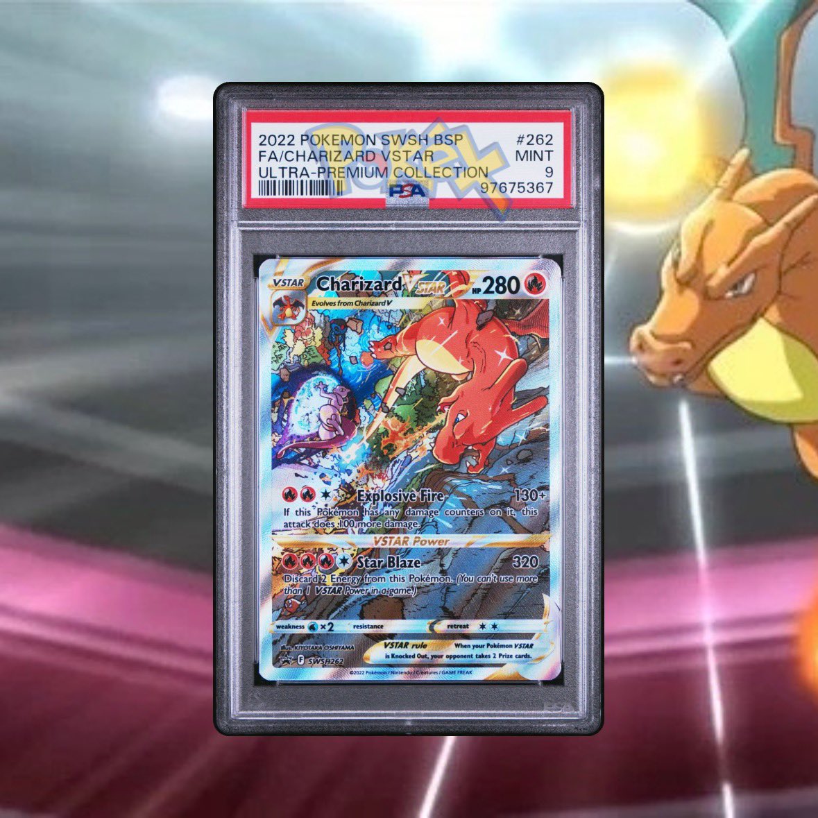 PokeXshop's tweet image. Charizard using Mega Punch. 🤜 🐉 🔥#charizard #vstar #ultrapremiumcollection #pokemon #pokémon