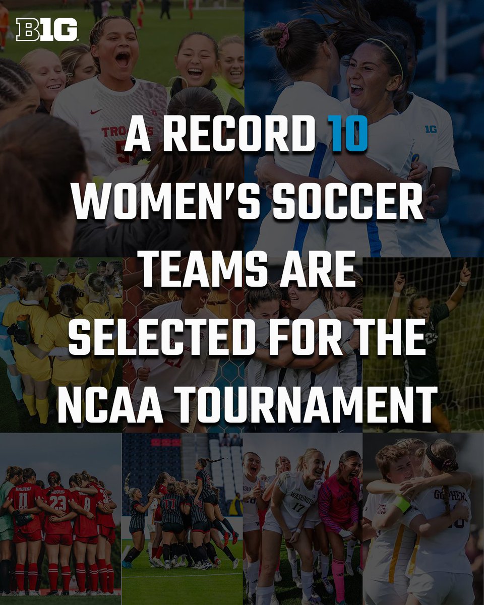 Big Ten Conference (@bigten) on Twitter photo #B1G Dominance ⚽️
A record 10 <a href="/B1GSoccer/">Big Ten Soccer</a> teams are headed to the <a href="/NCAASoccer/">NCAA Soccer</a> Women's Tournament! 💃 #B1G Dominance ⚽️
A record 10 <a href="/B1GSoccer/">Big Ten Soccer</a> teams are headed to the <a href="/NCAASoccer/">NCAA Soccer</a> Women's Tournament! 💃