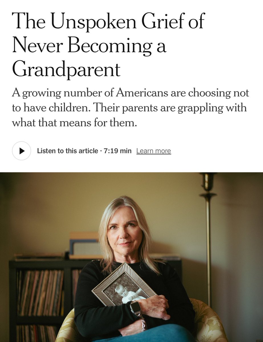 I know a huge number of people in their 60s and 70s with one grandchild at most. Many with zero.

These people had 3-4 kids of their own, and they assumed their kids would do the same. They planned for 10-15 grandkids at this age.

Not for me to judge, but it’s sad to see.