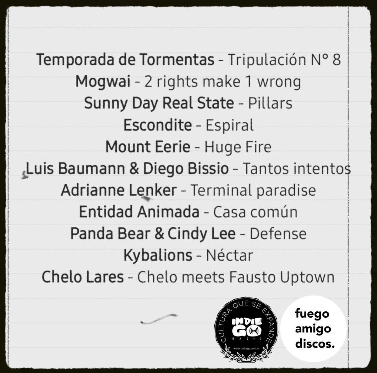 La magia de la radio 🔥 Hoy por <a href="/Indie_Go_Radio/">Indie Go Radio</a> suena el programa n° 12 de "Canciones del fuego amigo", ésta transmisión no convencional de música del inagotable catálogo FAD junto a otros hits emocionales. 
Lunes 22 y repite martes 18hs 
🎧 indiego.com.ar