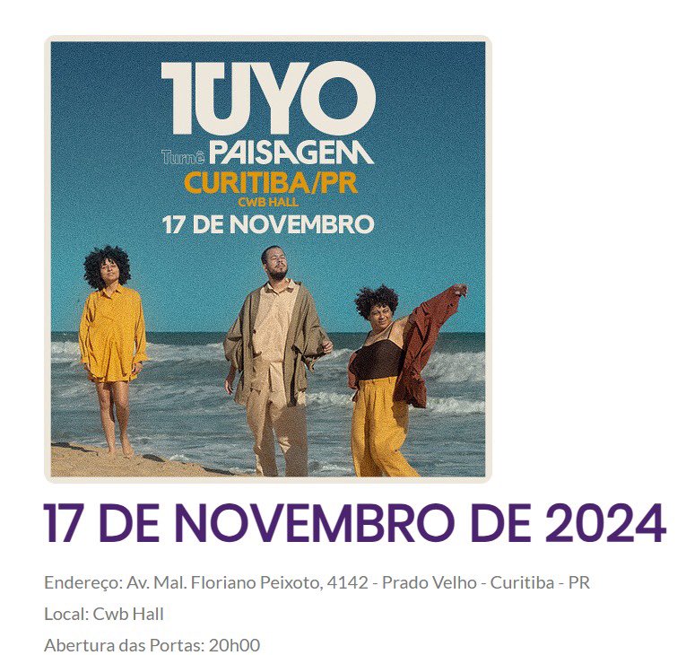 2 ingressos delicinha do show da Tuyo em cwb, abaixo do valor no site. 
Quem tiver interesse, chama 🍸🪴