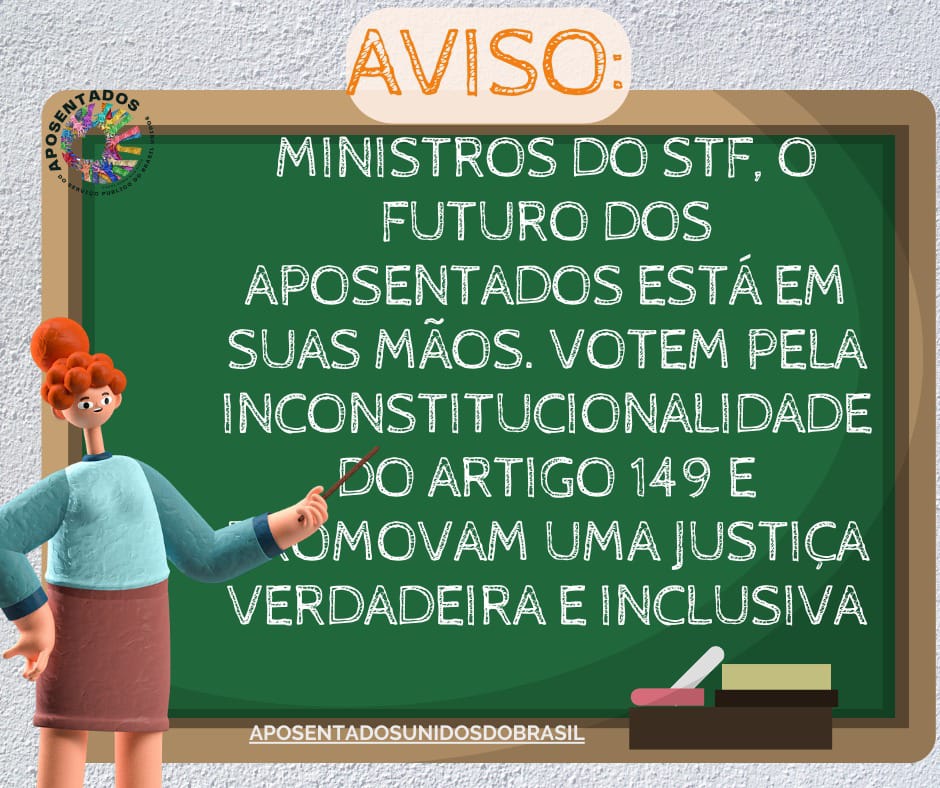 <a href="/Sandravacchi3/">Sandra lutando contra o confisco</a> <a href="/Cavalheira/">Cavalheira Esperanza 🇫🇴</a> <a href="/prudentemarlene/">Marlene Moreira</a> <a href="/gilmarmendes/">Gilmar Mendes</a> <a href="/STF_oficial/">STF</a> <a href="/LRobertoBarroso/">Luís Roberto Barroso</a> <a href="/alexandre/">R.s</a> "Excelência, em nome da justiça: Reintegre a análise do julgamento da ilegalidade do art. 149 da EC 103, Sr. <a href="/gilmarmendes/">Gilmar Mendes</a>.      <a href="/STF_oficial/">STF</a> <a href="/LRobertoBarroso/">Luís Roberto Barroso</a> <a href="/alexandre/">R.s</a> Aposentados importam #AposentadoriaHonrada