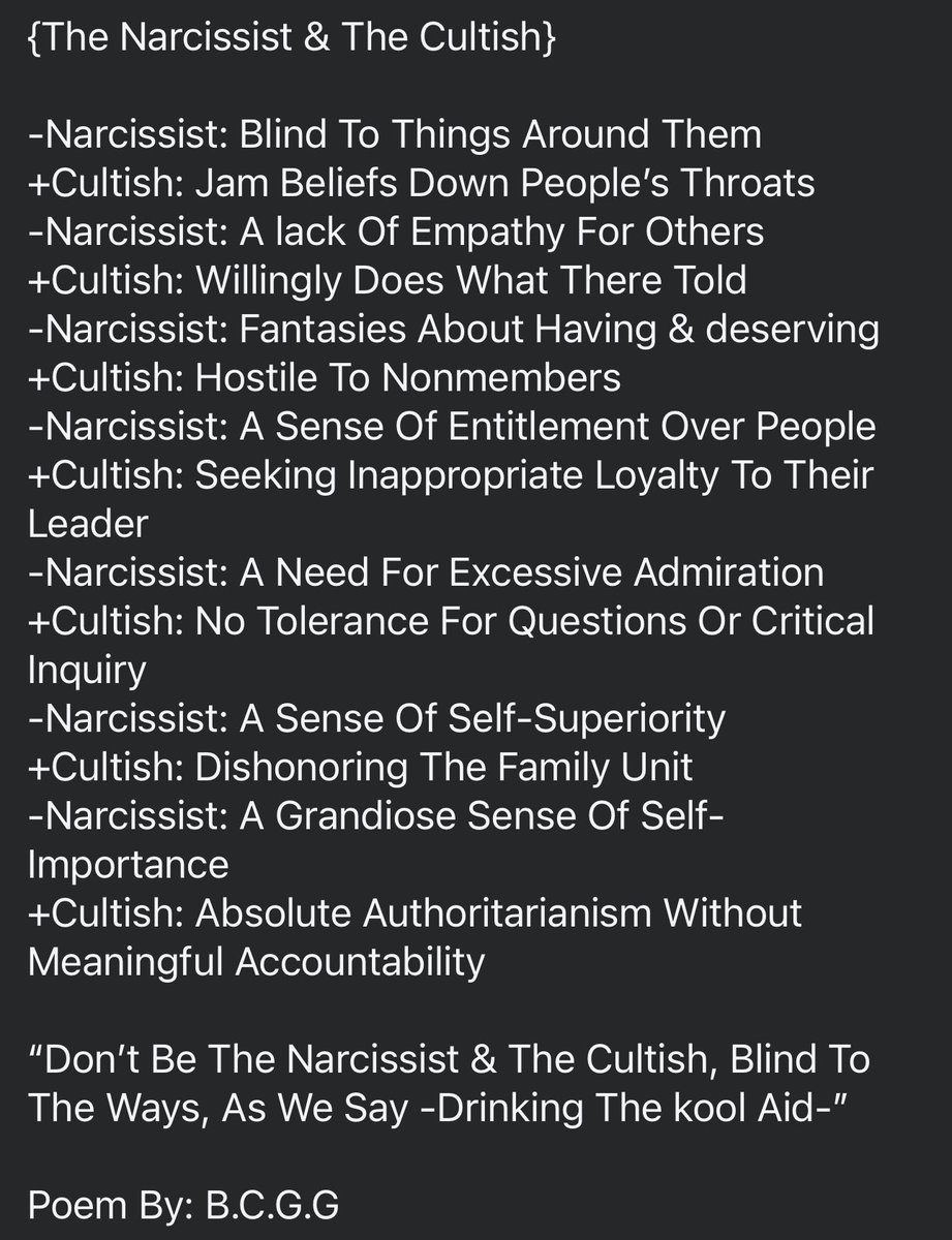 BCGG_TV's tweet photo. My Poem : The Narcissist &amp; The Cultish #poem #poet #BCGG https://t.co/w1fWcDZzdb