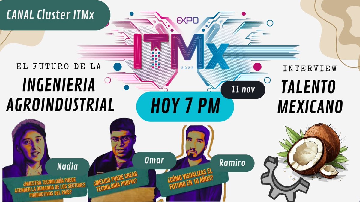 Hoyyyyy 7 pm.

Nacimiento de la Industria Tecnológica Mexicana. 

Suscríbete al canal ITMx. 

Participa. 

youtube.com/live/oPnfB_woI…