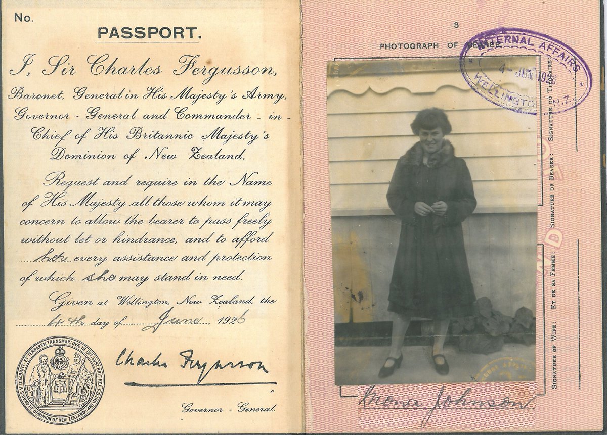 A descendant of the Johnson/Slack Family recently donated lots of documents to us which include war letters home during #WW1. Amongst the treasures we received is Mona Johnson's #passport from 1926. #history #archives #museum #TeAroha #Waikato