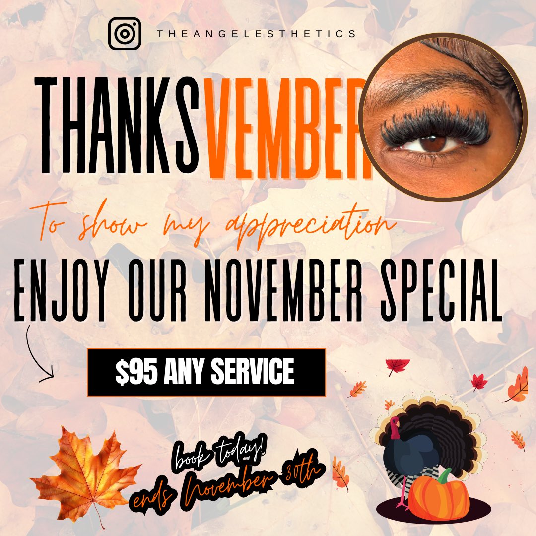 precious_angg's tweet photo. Looking for a new lash tech in Ct ? 🙃 I’m have a thanksvember sale $95 any fullset 🦃✨ https://t.co/nlFOCoCSxq