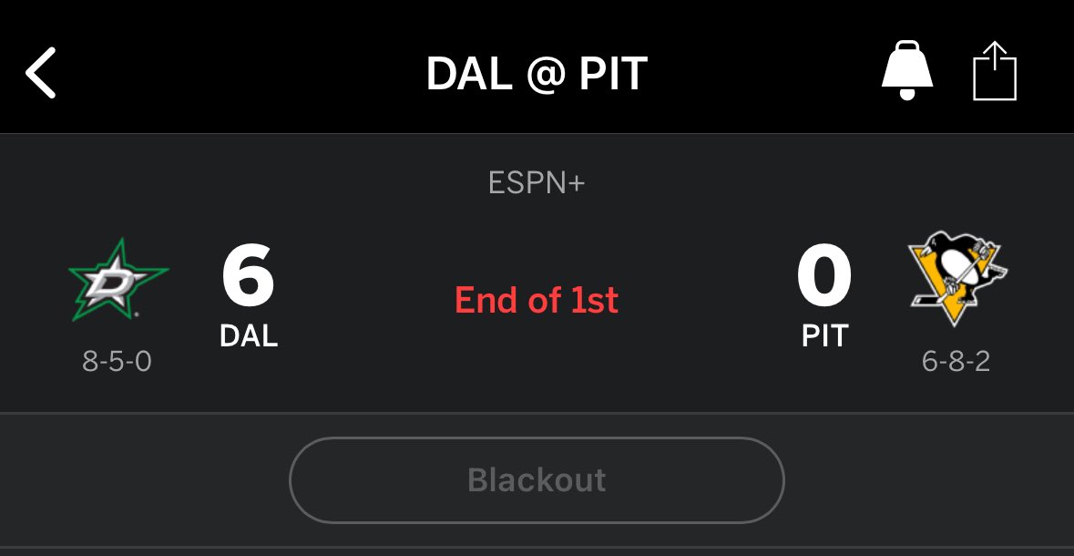MikeLeslieWFAA's tweet photo. It took the Dallas Stars only one period tonight, to match the Dallas Cowboys offensive output from yesterday. https://t.co/d4JGv5YMPa