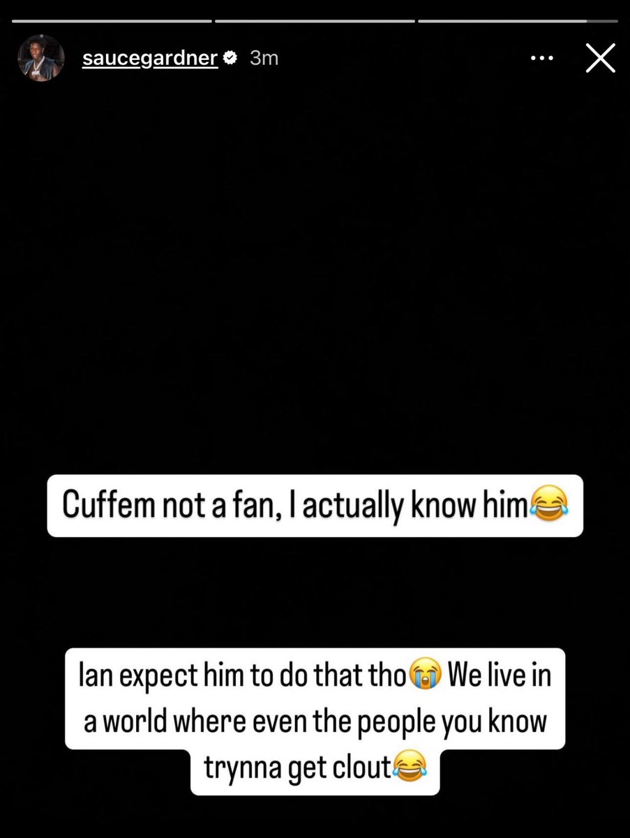 CuffemUpdate's tweet image. Sauce Gardner DMs Cuffem saying “f your 10k, do sum about it instead of goin live and chatting” and says he’s clout chasing him even though they know each other 😭💀