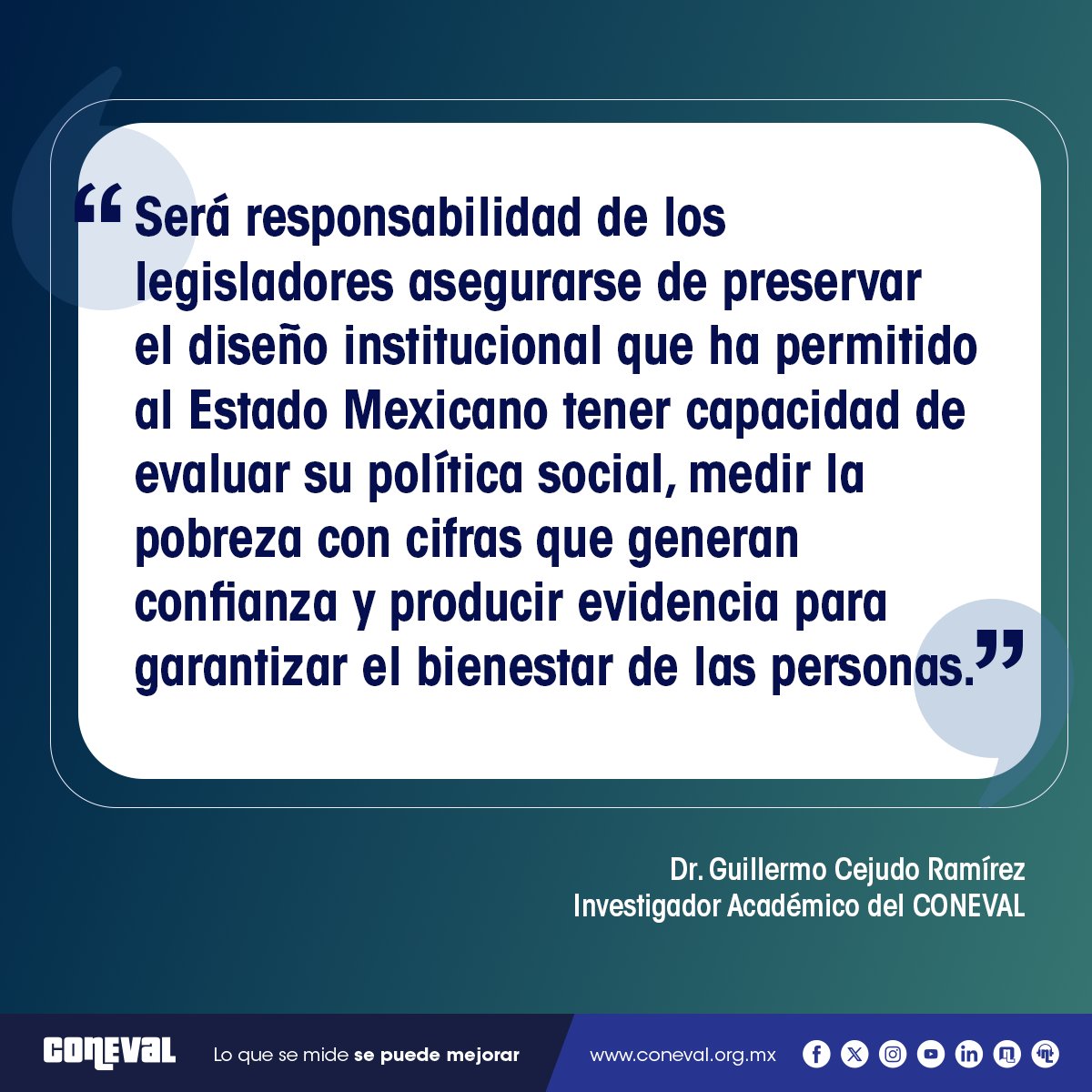 Para garantizar derechos sociales se requieren políticas públicas bien diseñadas que sean monitoreadas y evaluadas por el #CONEVAL para corregir y mejorar. 🎯

l.coneval.org.mx/Eval_prog_pol
#EvaluarSirve 🔎