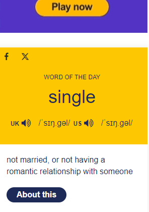 0mon0's tweet photo. I've never felt more #single than before 🫤

#CambridgeDictionary https://t.co/rUv92bYafy