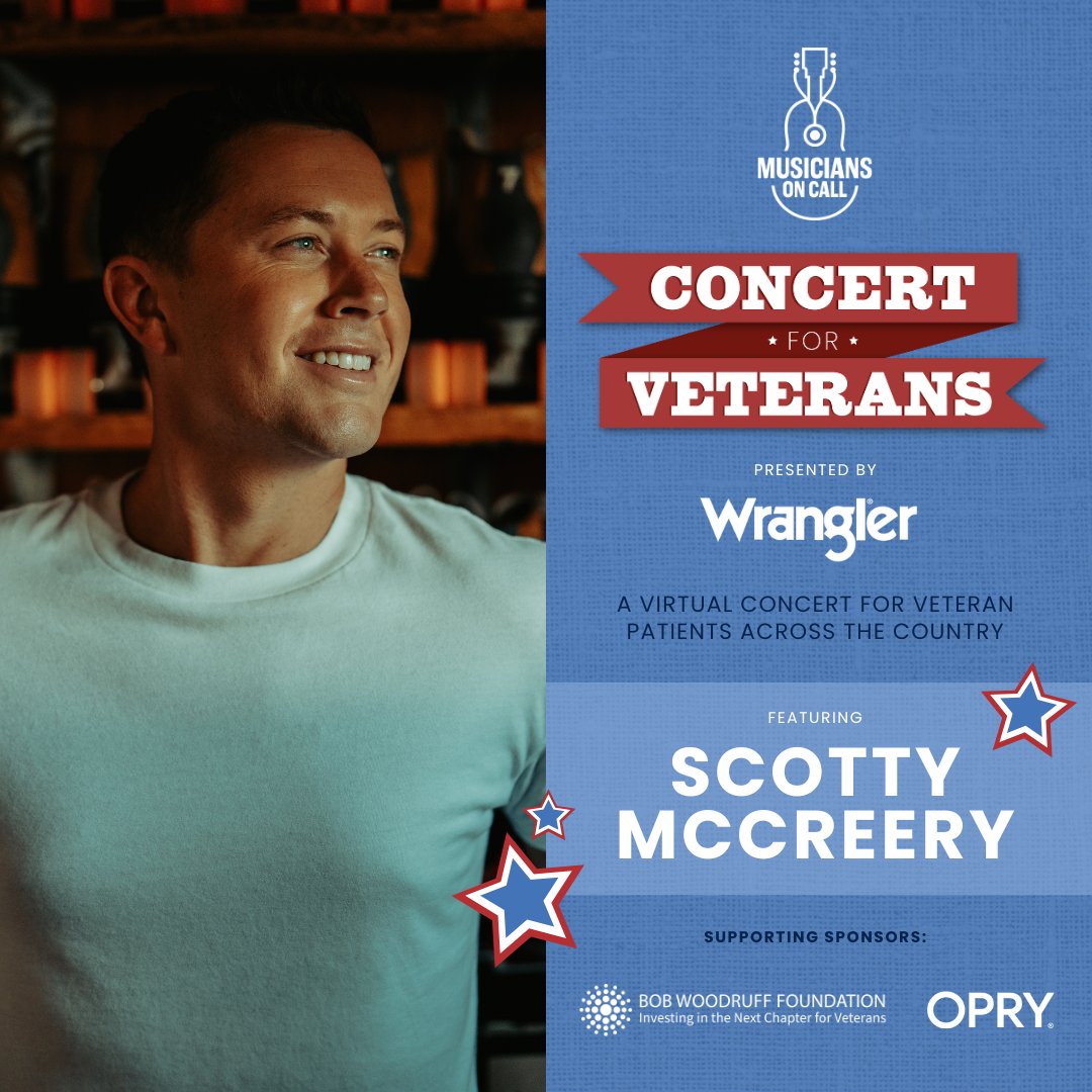Scotty McCreery (@scottymccreery) on Twitter photo I’m back again for another year of <a href="/musiciansoncall/">Musicians On Call</a>'s #ConcertForVeterans presented by <a href="/Wrangler/">Wrangler Jeans</a>. It means the world to me to support those who have served our country and I’m happy to bring a little music to them this Veterans Day.
Show your support at musiciansoncall.org I’m back again for another year of <a href="/musiciansoncall/">Musicians On Call</a>'s #ConcertForVeterans presented by <a href="/Wrangler/">Wrangler Jeans</a>. It means the world to me to support those who have served our country and I’m happy to bring a little music to them this Veterans Day.
Show your support at musiciansoncall.org