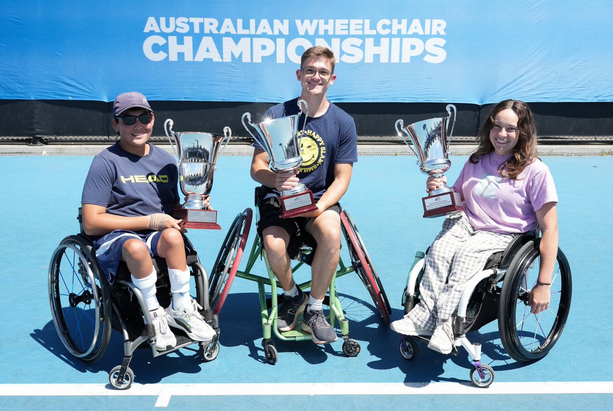 Give it up for our 2024 Australian Wheelchair Tennis National CHAMPIONS 👏

🏆 Junior Singles and Quad Singles • Jin Woodman
🏆 Open Men's Singles • Anderson Parker
🏆 Open Women's Singles • Hayley Slocombe

A huge congrats to all the winners and competitors!