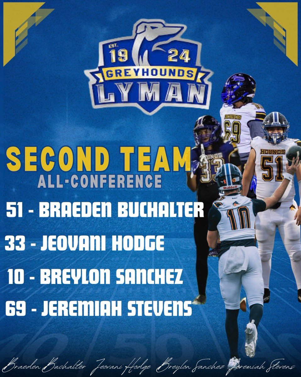 I’m grateful to be able to make the second all - conference team <a href="/LymanFootball24/">Lyman Greyhound Football</a> <a href="/CoachTsang/">Jeffrey Tsang Jr.</a> <a href="/CoachEdison3/">Coach Eddy</a>