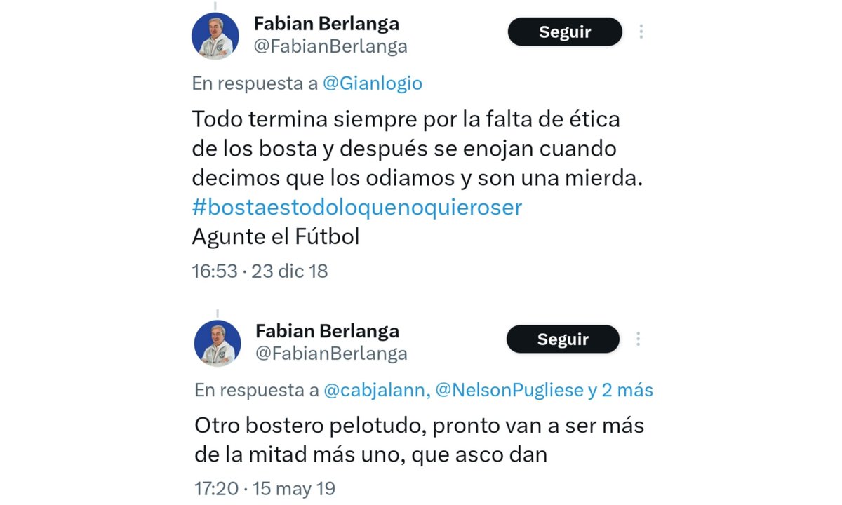 Escándalo: los mensajes de odio del presidente de Vélez contra Boca Fabián Berlanga y sus mensajes anti Boca.