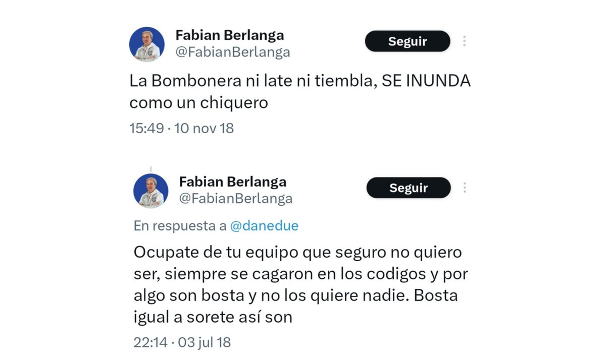 Escándalo: los mensajes de odio del presidente de Vélez contra Boca Berlanga contra La Bombonera.