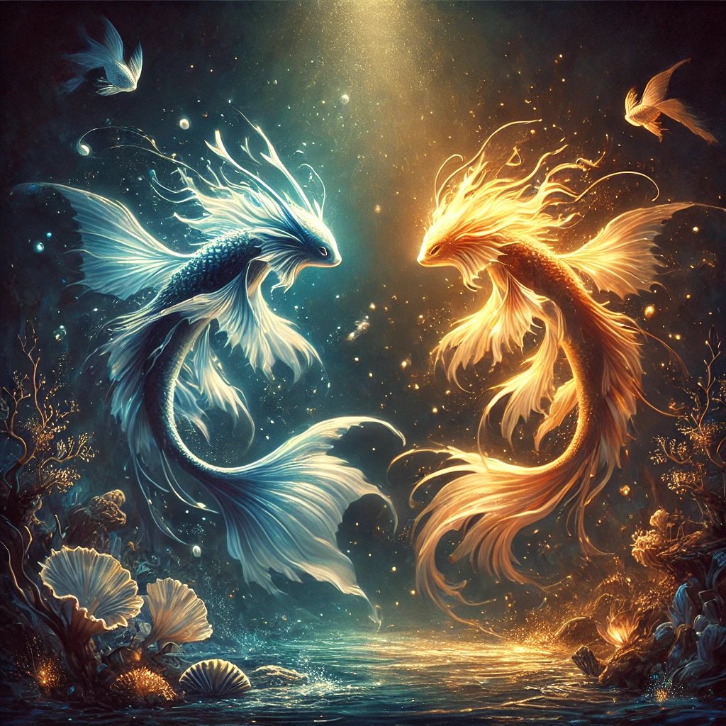 CRealmbeasts's tweet photo. In a dance of night and day, these celestial fish embody the moon and sun, creating harmony in the deep. 🌙☀️✨

#AIart #CelestialDance #SunAndMoon #UnderwaterMagic #RealmBeasts

夜と昼の舞い、月と太陽を象徴する幻想的な魚が深海で調和を生み出します。🌙☀️✨ https://t.co/Rk3JVaDwUk