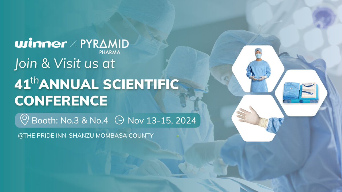 Join us at the 41st Annual Scientific Conference from Nov 13-15, 2024 at Pride Inn-Shanzu, Mombasa County! 🌍 Visit our booth (No. 3 &amp; 4) to explore our latest innovations in surgical solutions！ #WinnerMedical #SurgicalSolutions #AnnualConference #Mombasa2024
